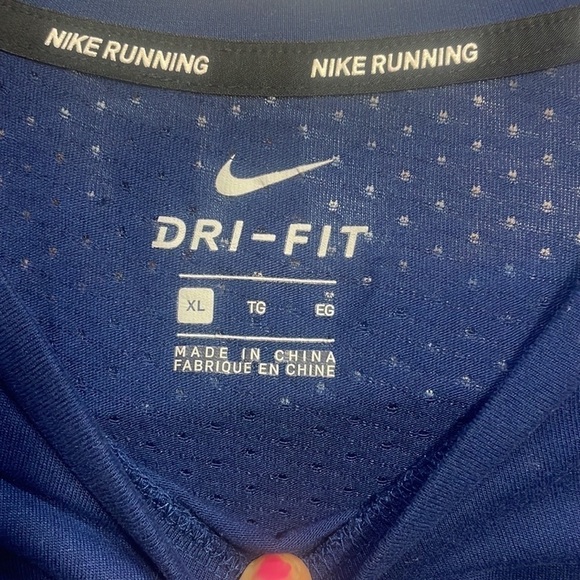 NIKE Running Dri Fit Dark Purple/Blue Workout Athletic Short Sleeve Tee - Picture 10 of 12